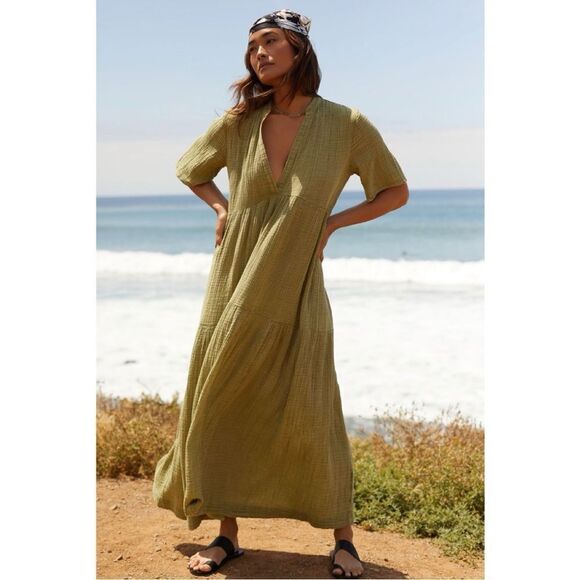NEW Anthropologie Kallie Sheer Gauze Empire V-Neck Maxi Dress Medium Petite - Picture 7 of 7